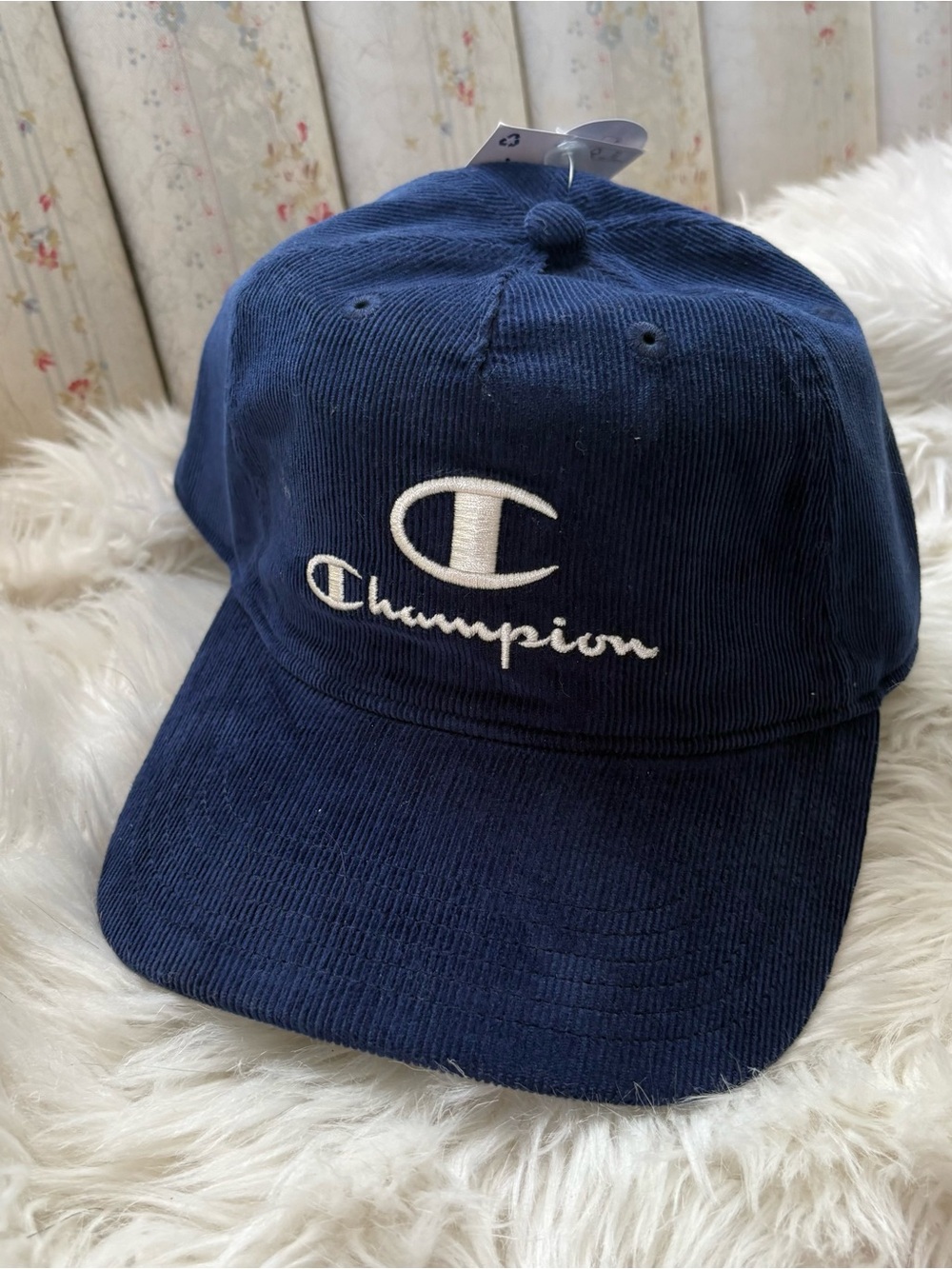 Champion Navy Corduroy Hat with White Embroidered Logo